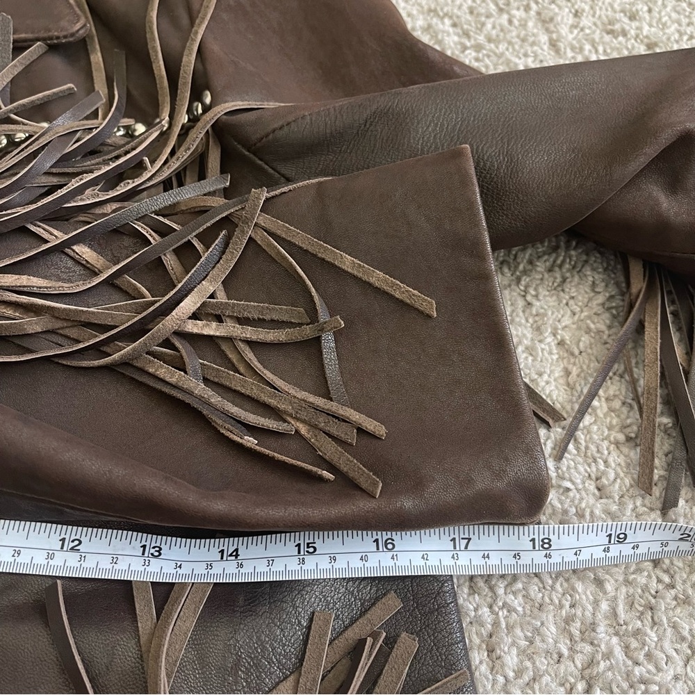 Patricia Wolf Fringe Leather Western Button Front Jacket - Picture 9 of 11